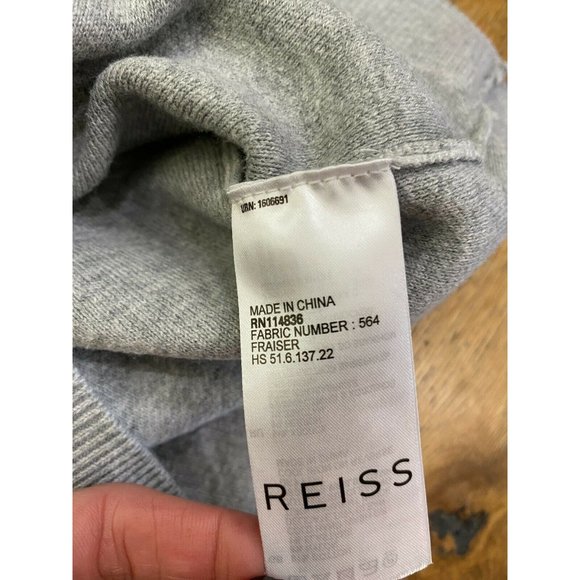 REISS Grey Fraiser Knitted Cotton Bomber Jacket - Picture 10 of 10